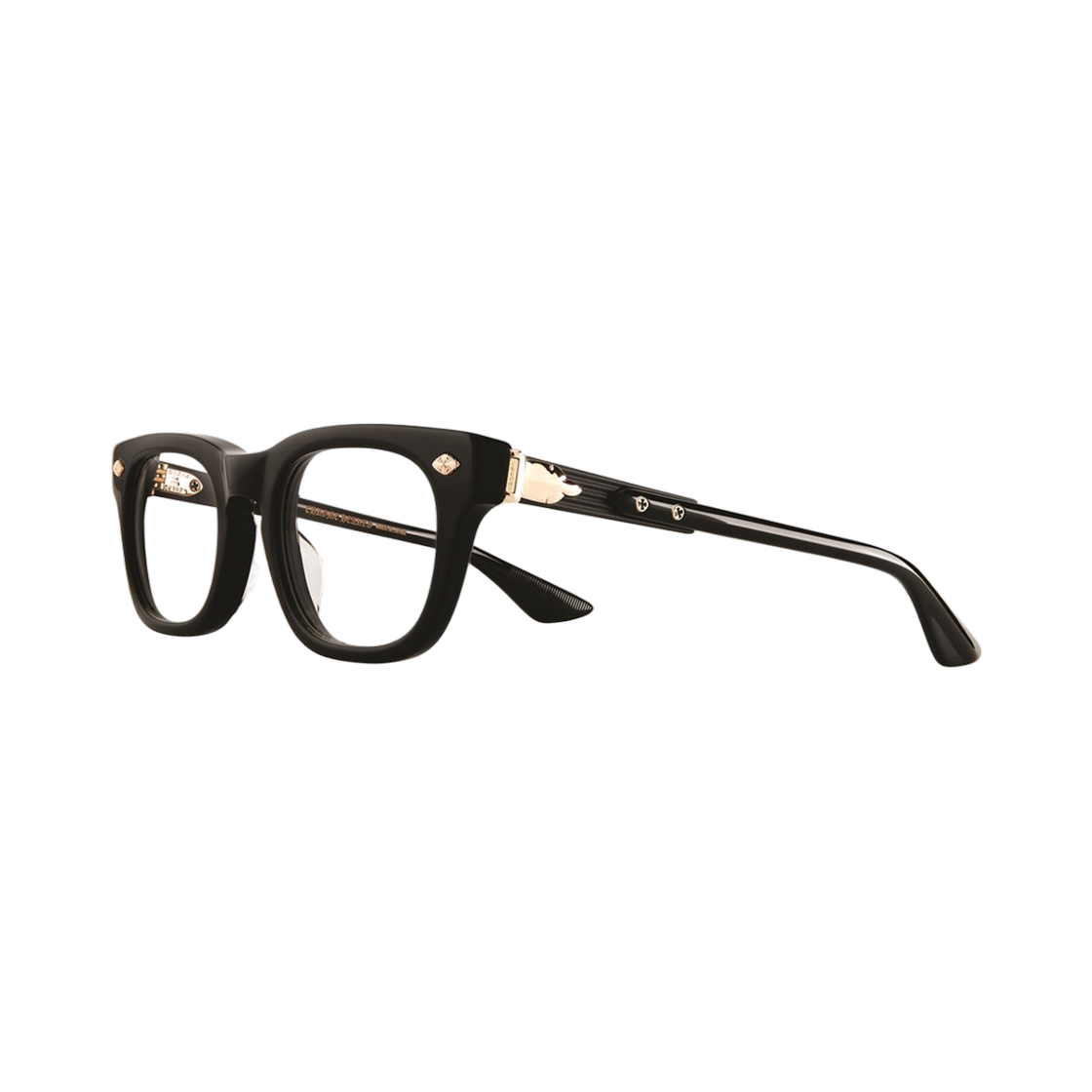 BAGGINS-BK-P-18KGP Chrome Hearts Baggins Black Plastic 18K Gold Plated
