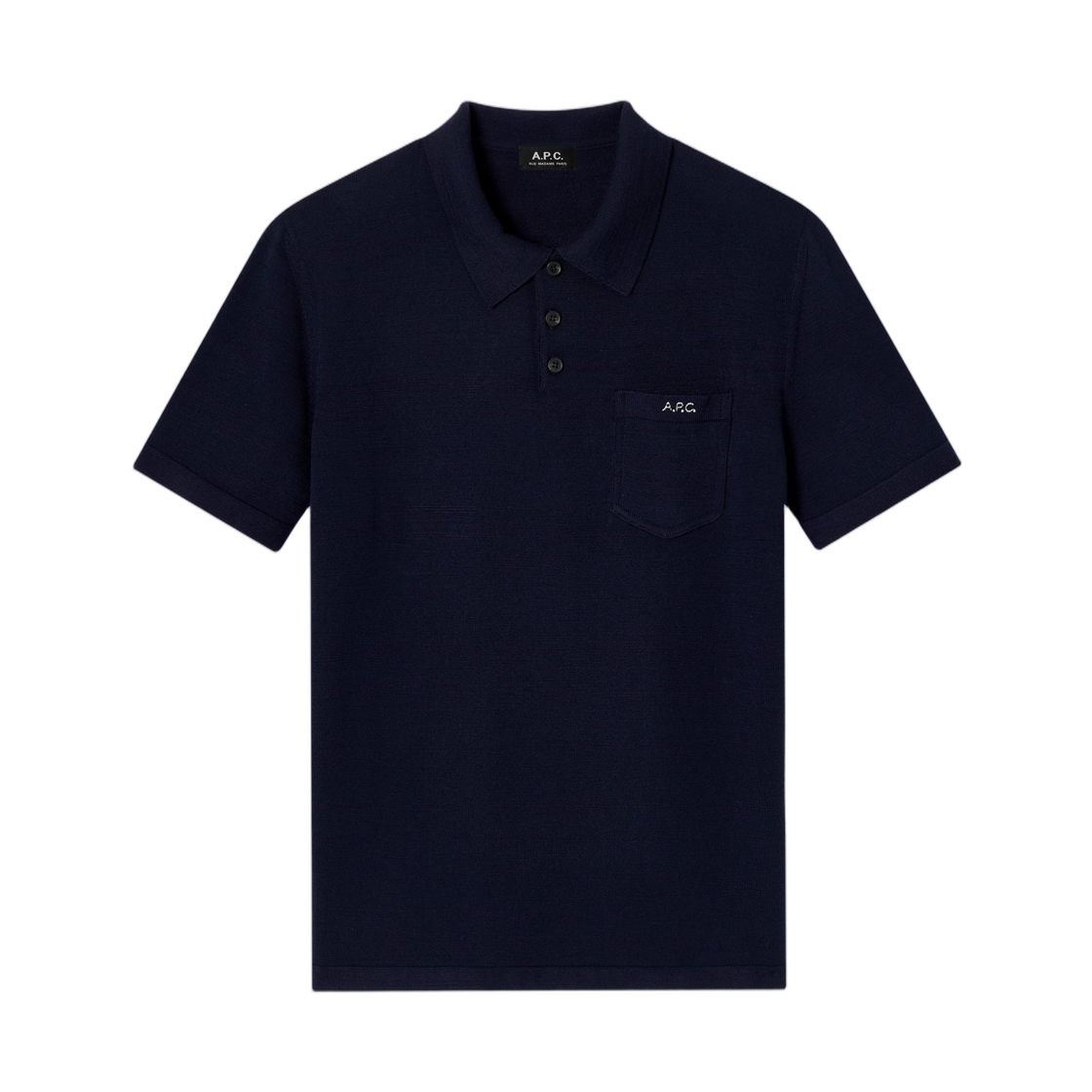 WVBEP-H23479-IAK A.P.C. Navy Blue Merino Wool Polo Dark Navy