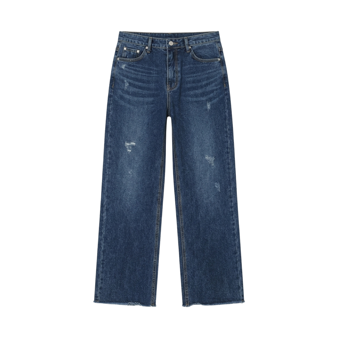 GC9402 GCLIP Scratch-Washed Hem-Cut Wide Denim Pants