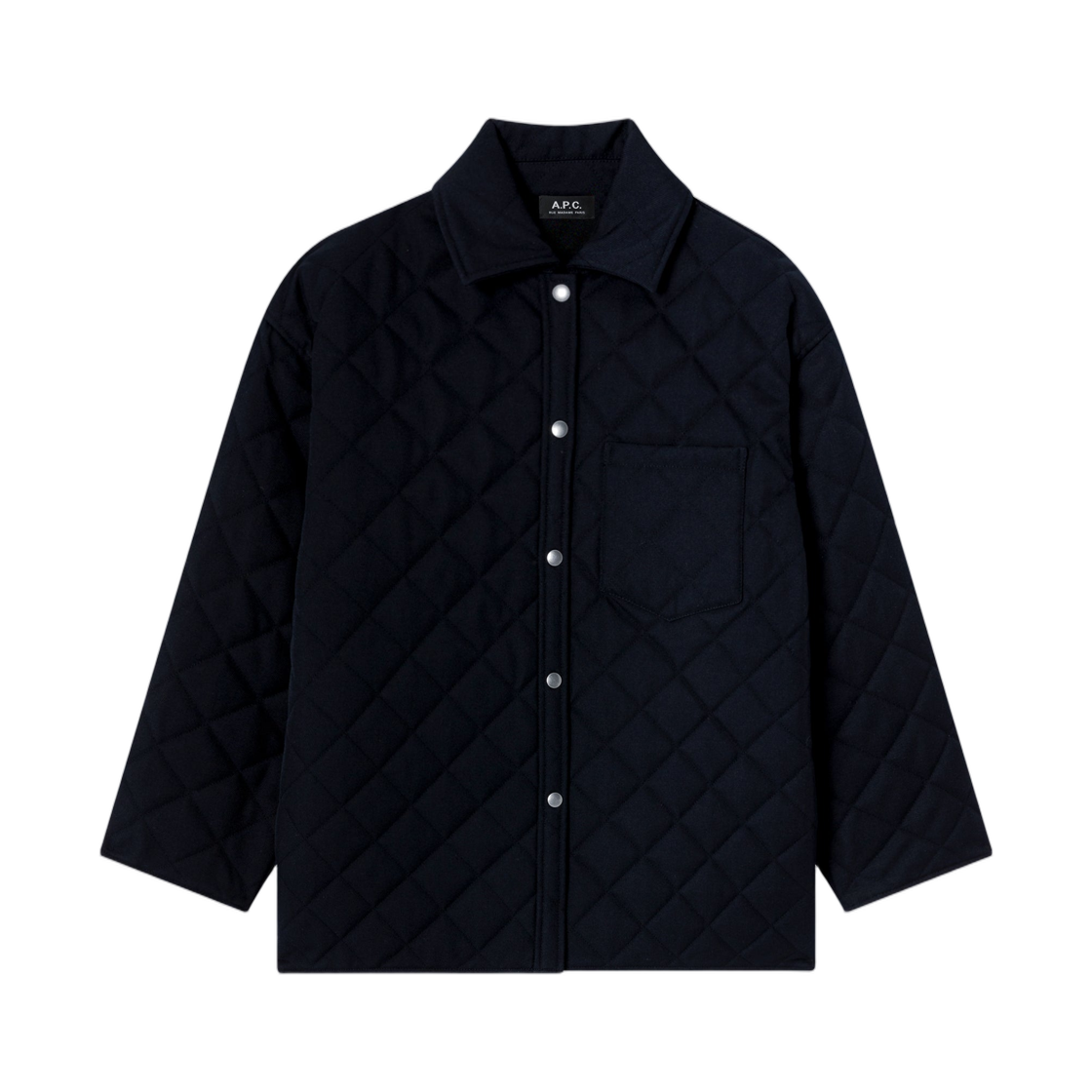 PSANG-M32034-IAK A.P.C. Navy Blue Quilted Wool Jacket Dark Navy