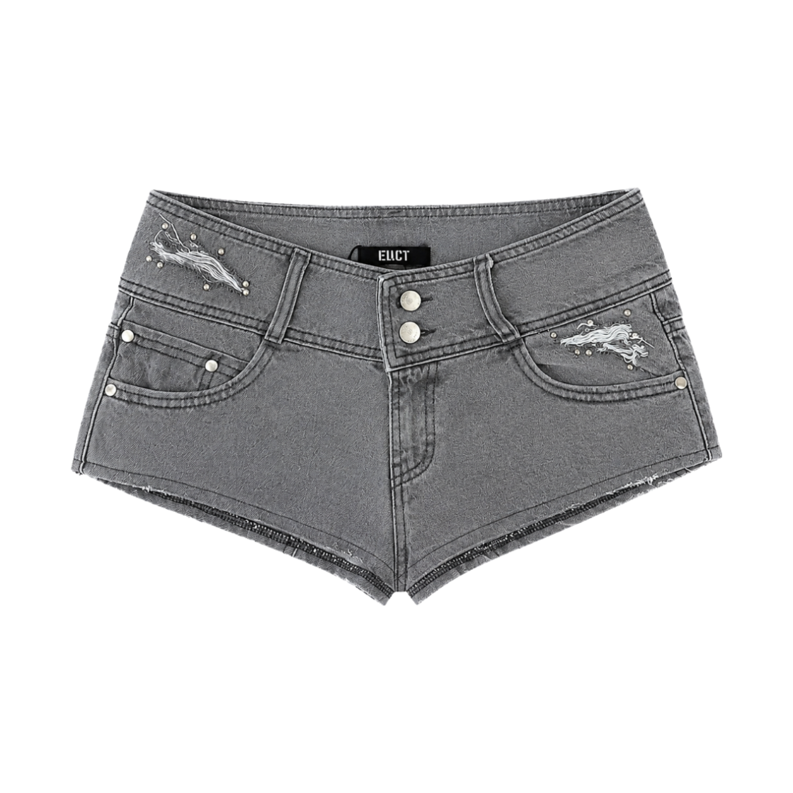 EU26SSPT13 EUCT Damage Stud Micro Denim Shorts