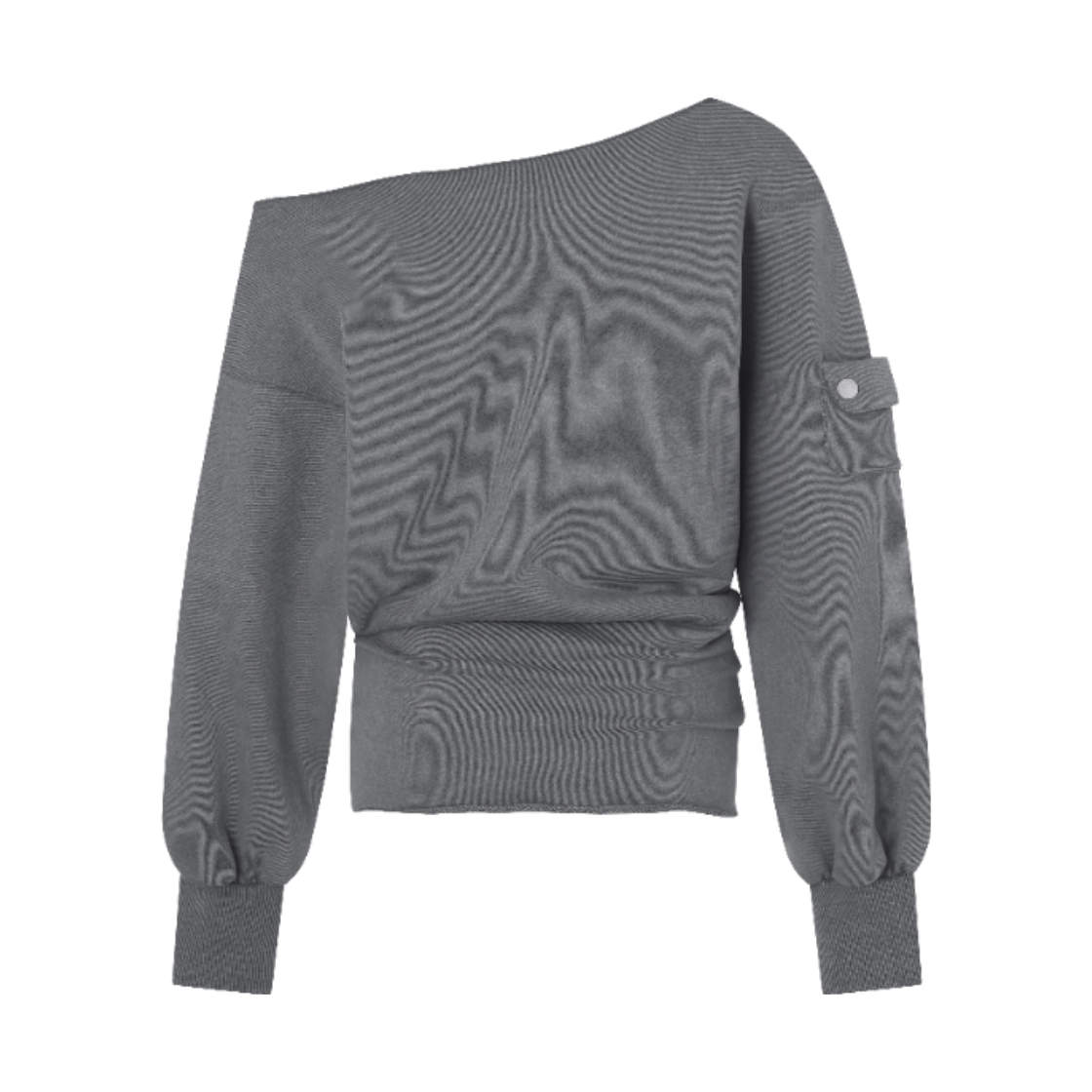 이유씨티 포켓 오프숄더 스웻 롱 슬리브 -그레이(EUCT Pocket Off Shoulder Sweat Long Sleeve - Grey) - 2