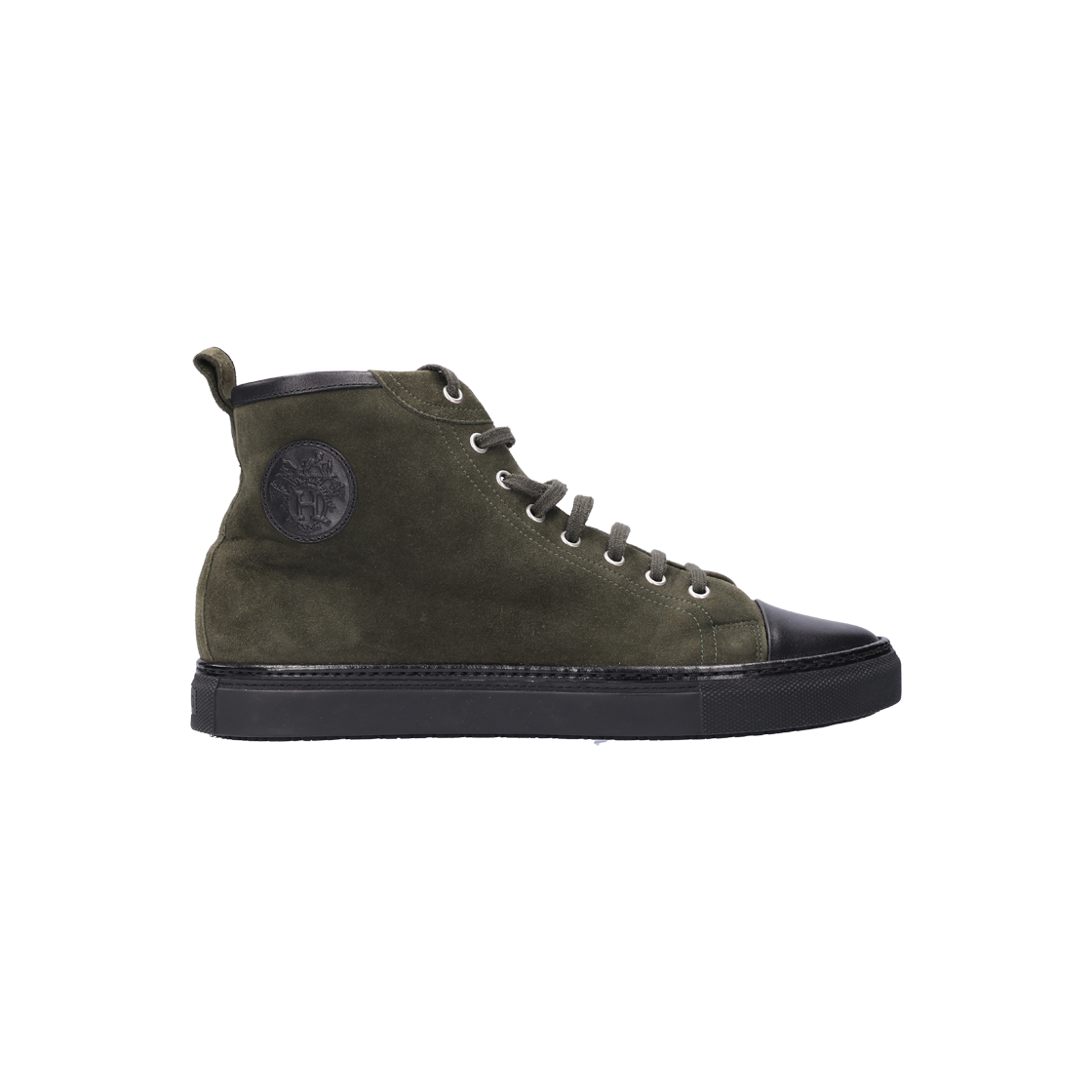 IT5MP387P3Q9 Hermes Jimmy High Top Sneakers in Suede Khaki