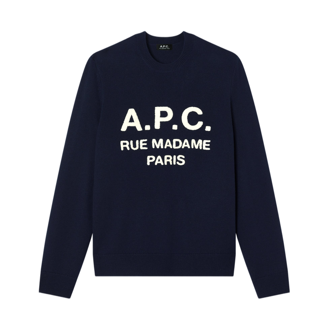 WVAXU-H23493-IAJ A.P.C. Navy Blue Sweater with A.P.C. Logo Marine