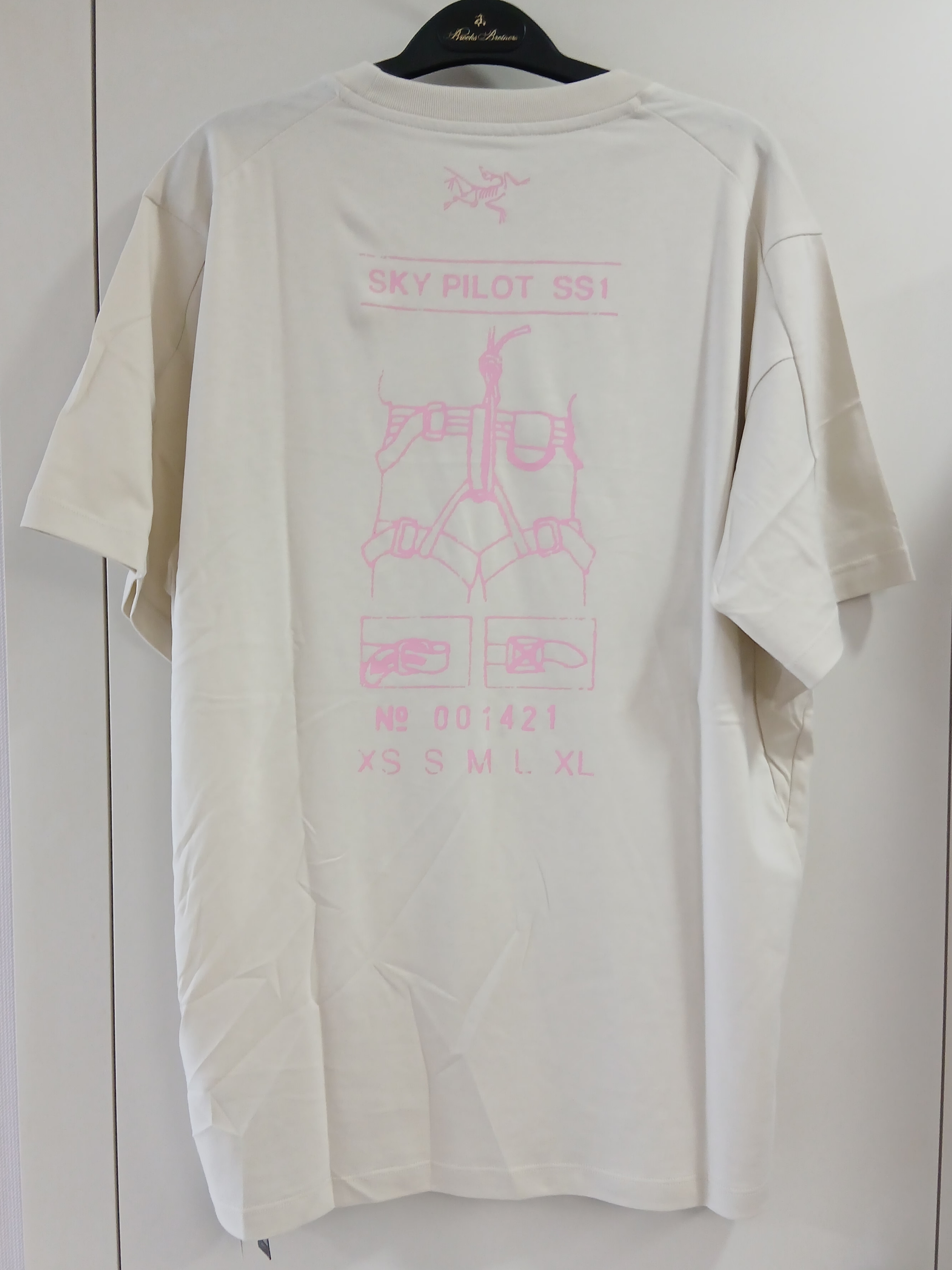 Arc'teryx Kragg SL Cotton Sky Pilot SS T-Shirt Sea Salt Pineberry 착용 스타일 - 1