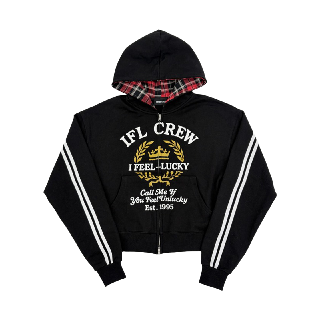 아이필럭키 IFL 크루 스웨트 후드 집업 블랙(I FEEL LUCKY Ifl Crew Sweat Hood Zip Up Black) - 1