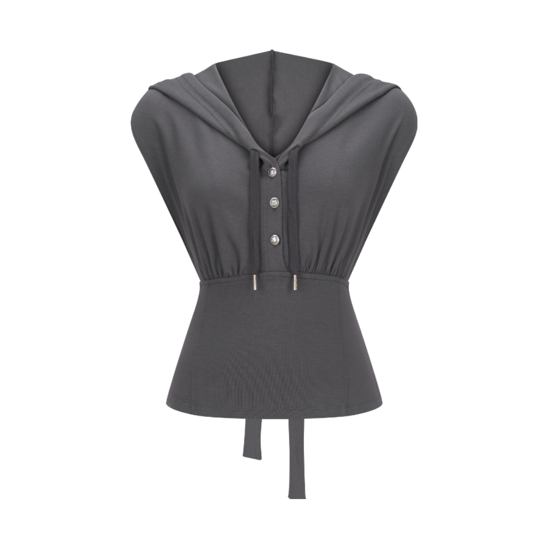 EU26SST09 EUCT Halter Hood Sleeveless Top - Chacoal