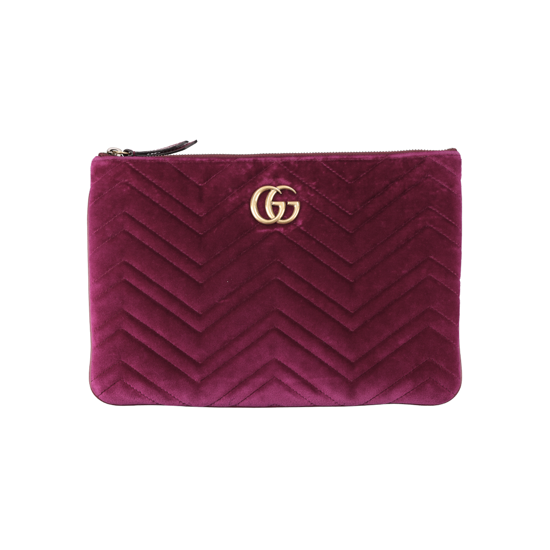 ITGFP665Q6GS Gucci 525541 Marmont Matelasse Pouch in Purple Velvet