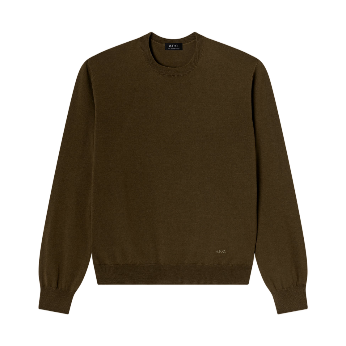 WVAWM-H23483-JAA A.P.C. Khaki Merino Wool Sweater Khaki