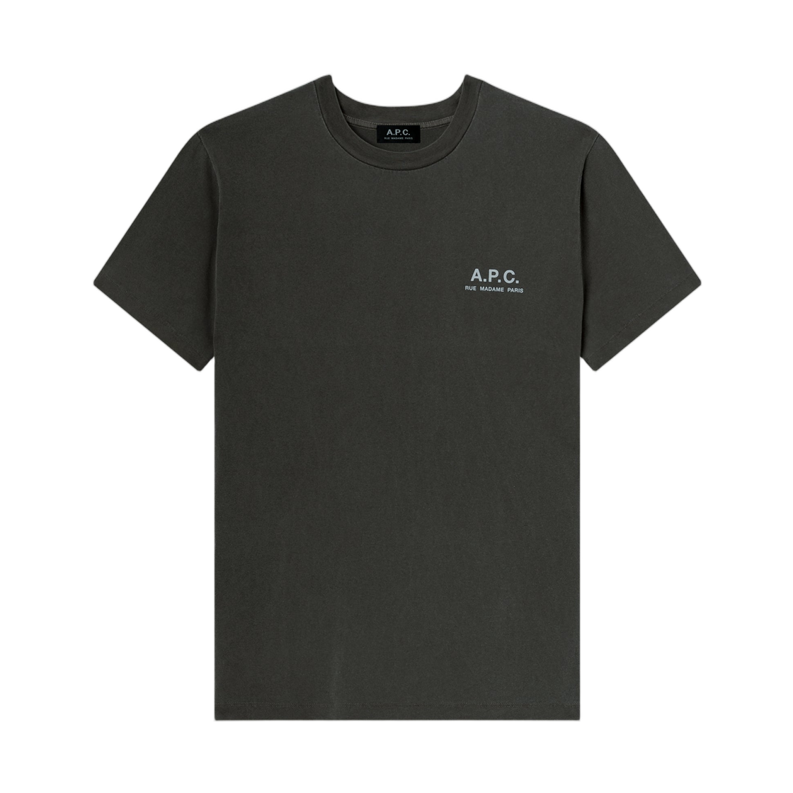 COHBS-M26478-LAC A.P.C. Grey T-Shirt with A.P.C. Rue Madame Logo Gris Tahiti