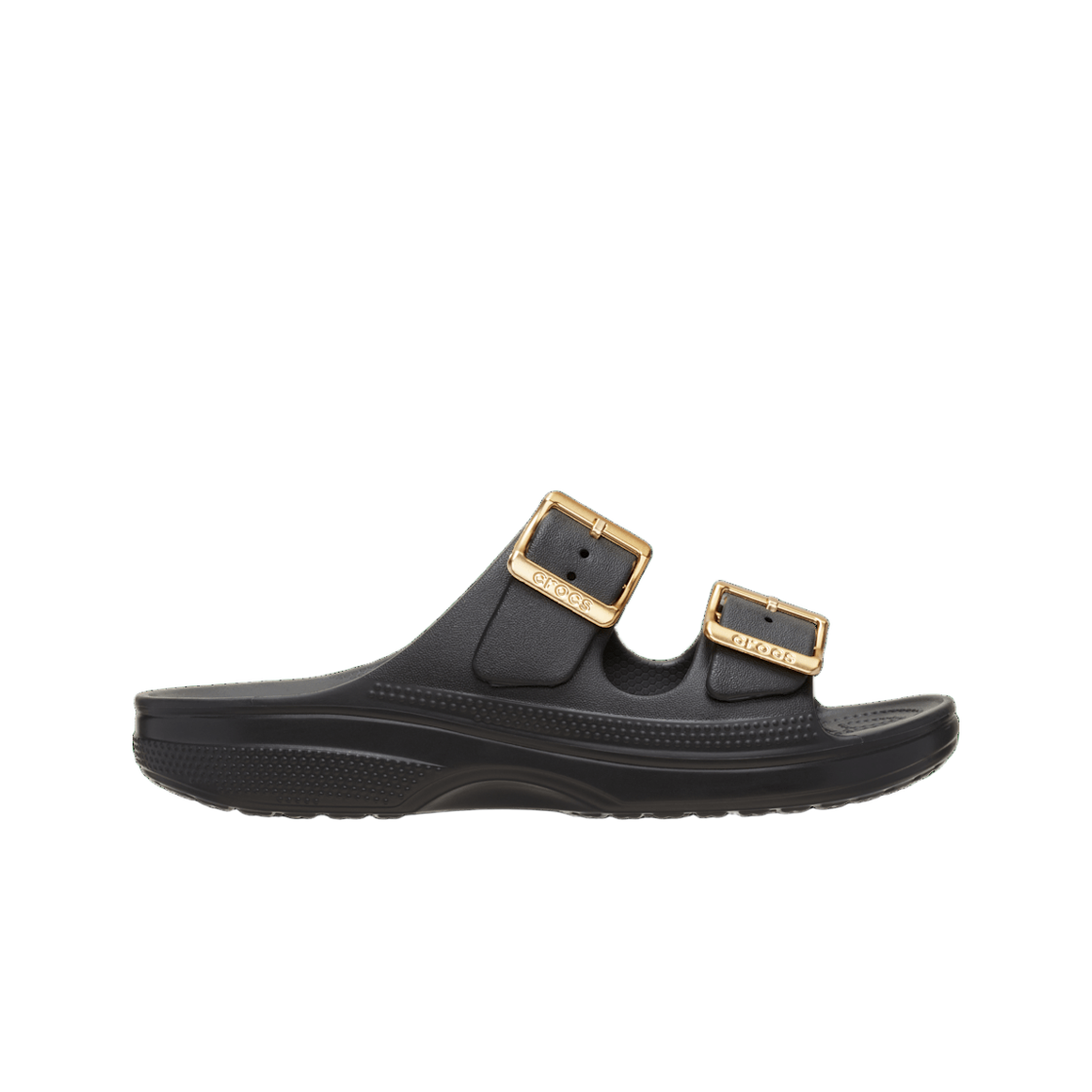 213316-001 (W) Crocs Metallic Buckle Saturday Sandal Black