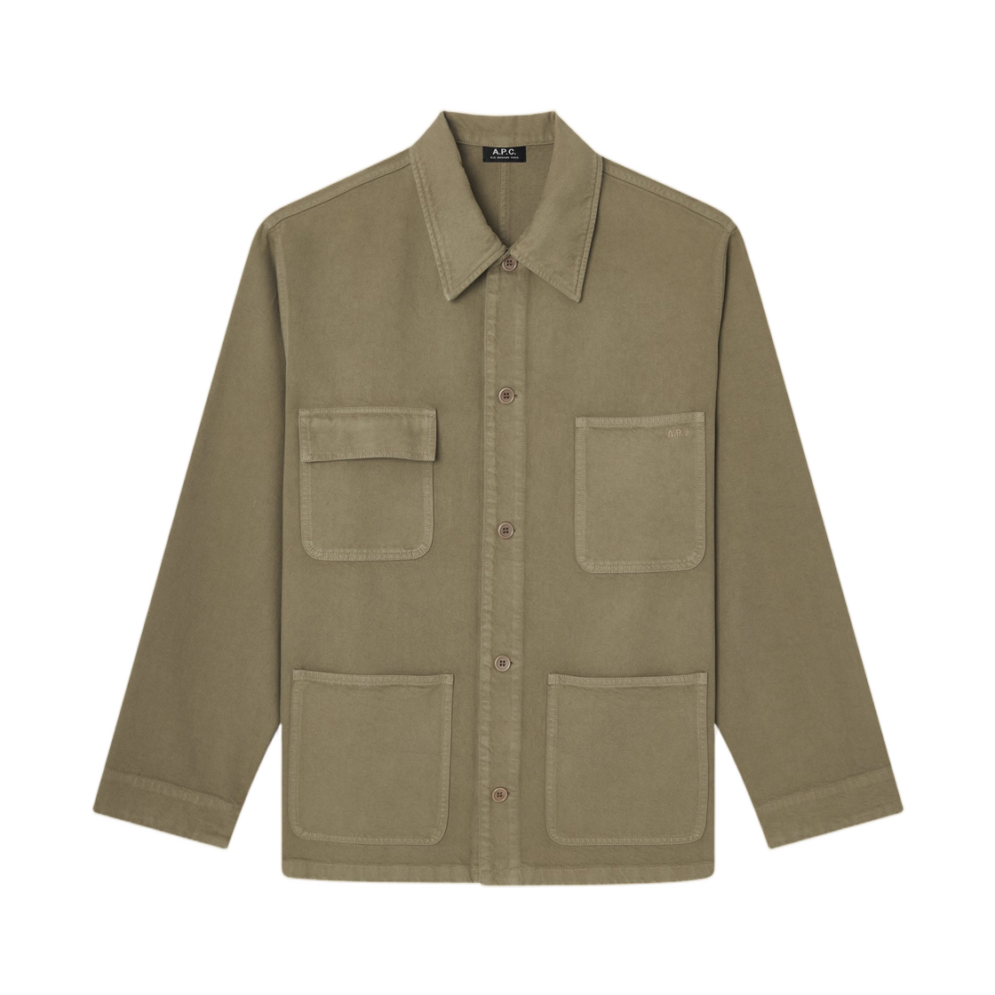 COGZV-H32002-KAE A.P.C. Loose Fit Overshirt Jacket Vert Grise