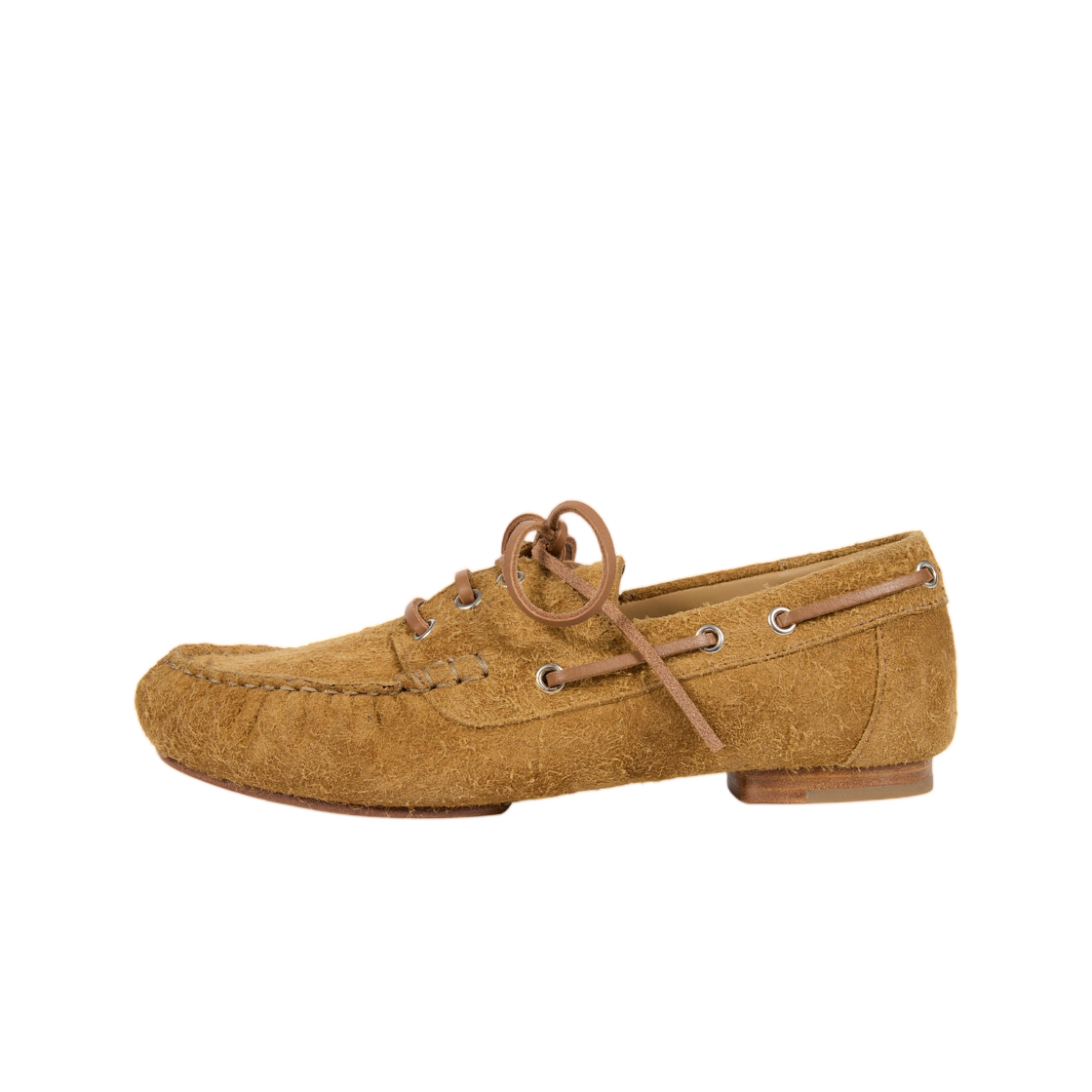 (W) 아페쎄 헤어리 스플릿 레더 보트 슈즈 베이지((W) A.P.C. Hairy Split Leather Boat Shoes Beige)