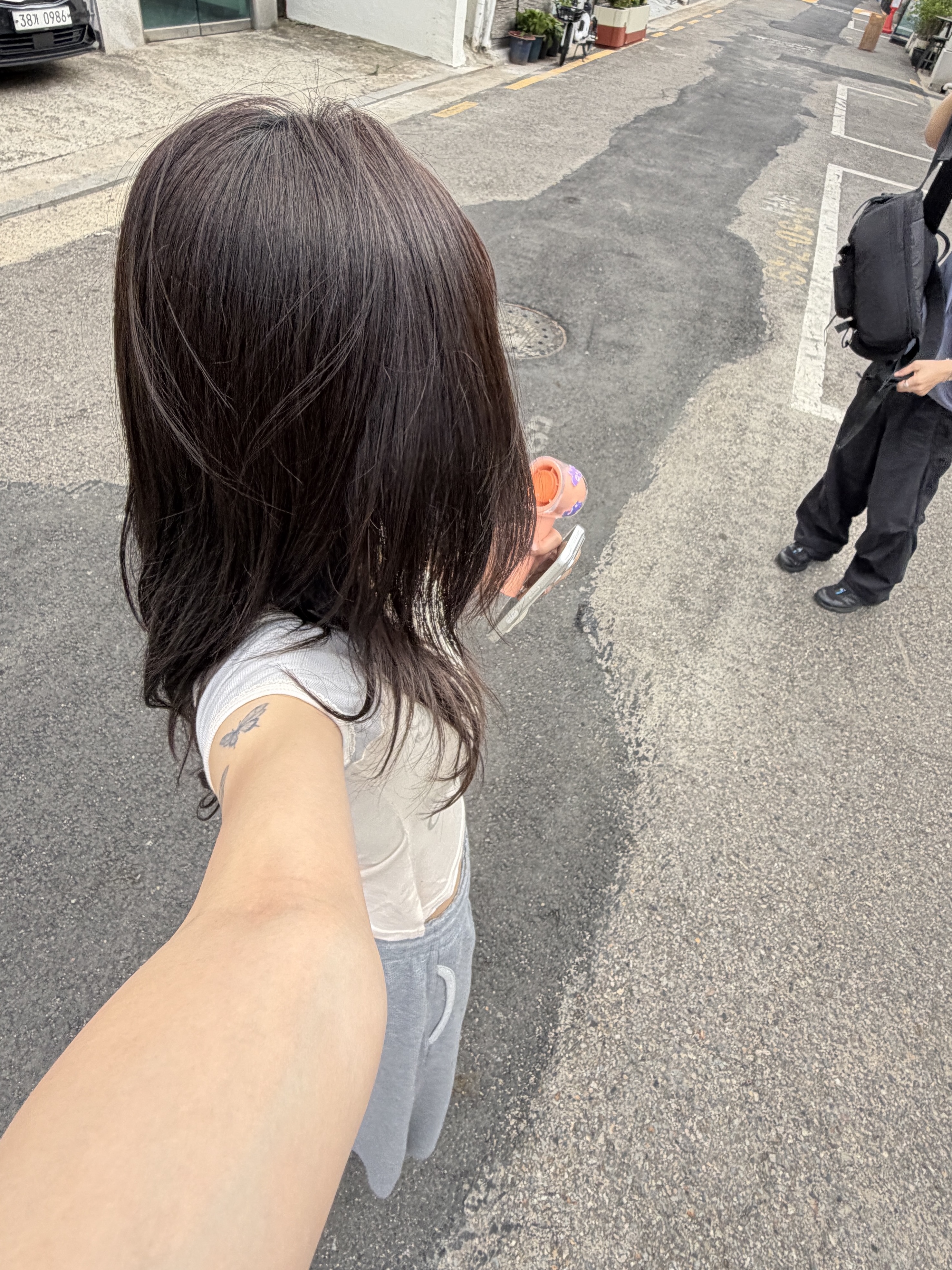 COYSEIO 038 Waffle Capri Pants Melange Grey 착용 스타일