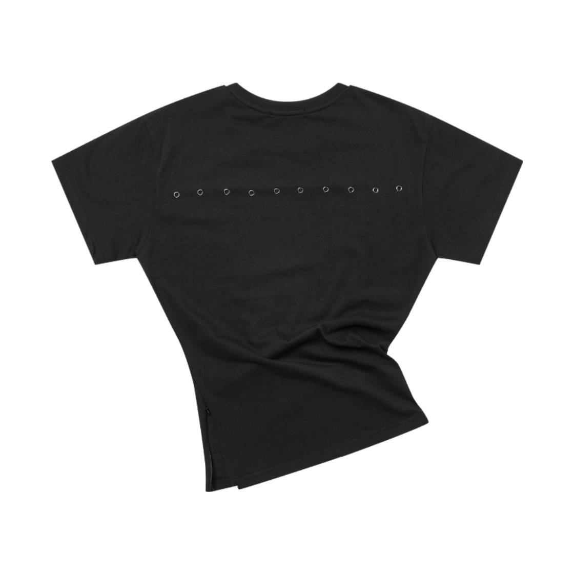 이유씨티 라인 아일렛 사이드 지퍼 티셔츠 - 블랙(EUCT Line Eyelet Side Zip T-Shirt - Black) - 2