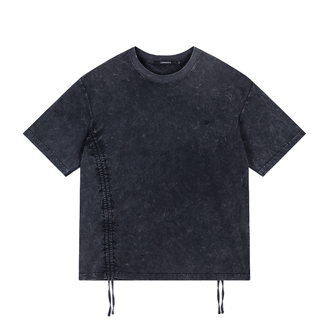 지오송지오  솔트 워싱 시그니처 슬로건 티셔츠 블랙 ZI5TS511BK(ZIOSONGZIO Salt Washing Signature Slogan T Shirt Black)
