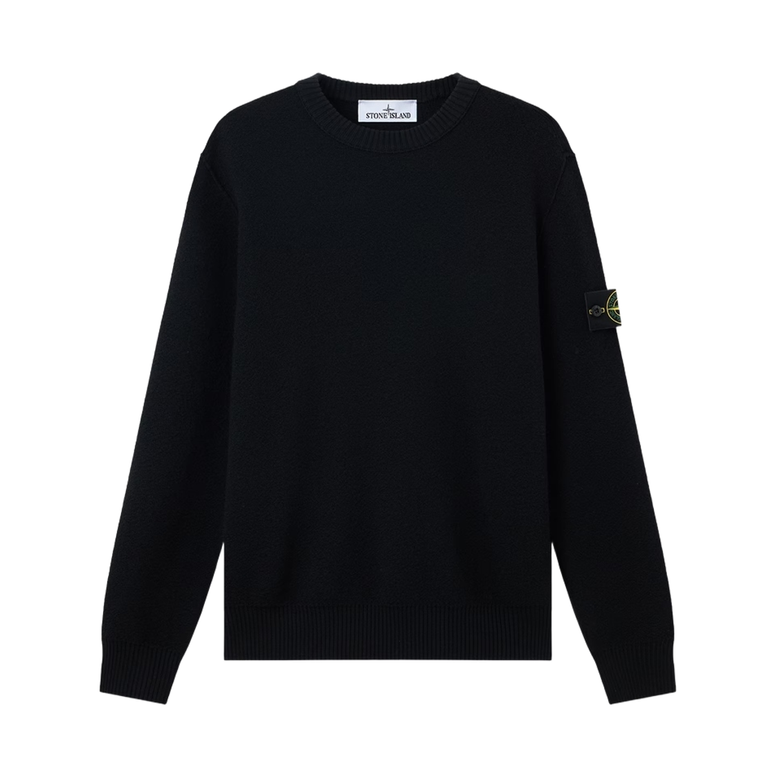 L2S1551000-11S01C4-V0029 Stone Island 5100011 Pure RWS Wool Loose Fit Crewneck Sweater with Ribbed Trims Black - 26FW