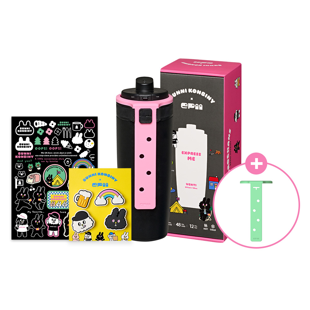 스케이터 에피 텀블러 2.0 벤티 버니콘비니 콜라보 쿠로&한스 세트 블랙 591ml(Skater EPII TUMBLER 2.0 Venti Bunni Konbiny Collaboraion Kuro&Hans SET Black 591ml) - 2