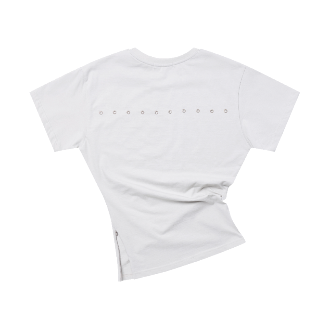 이유씨티 라인 아일렛 사이드 지퍼 티셔츠 - 연그레이(EUCT Line Eyelet Side Zip T-Shirt - Light Grey) - 2