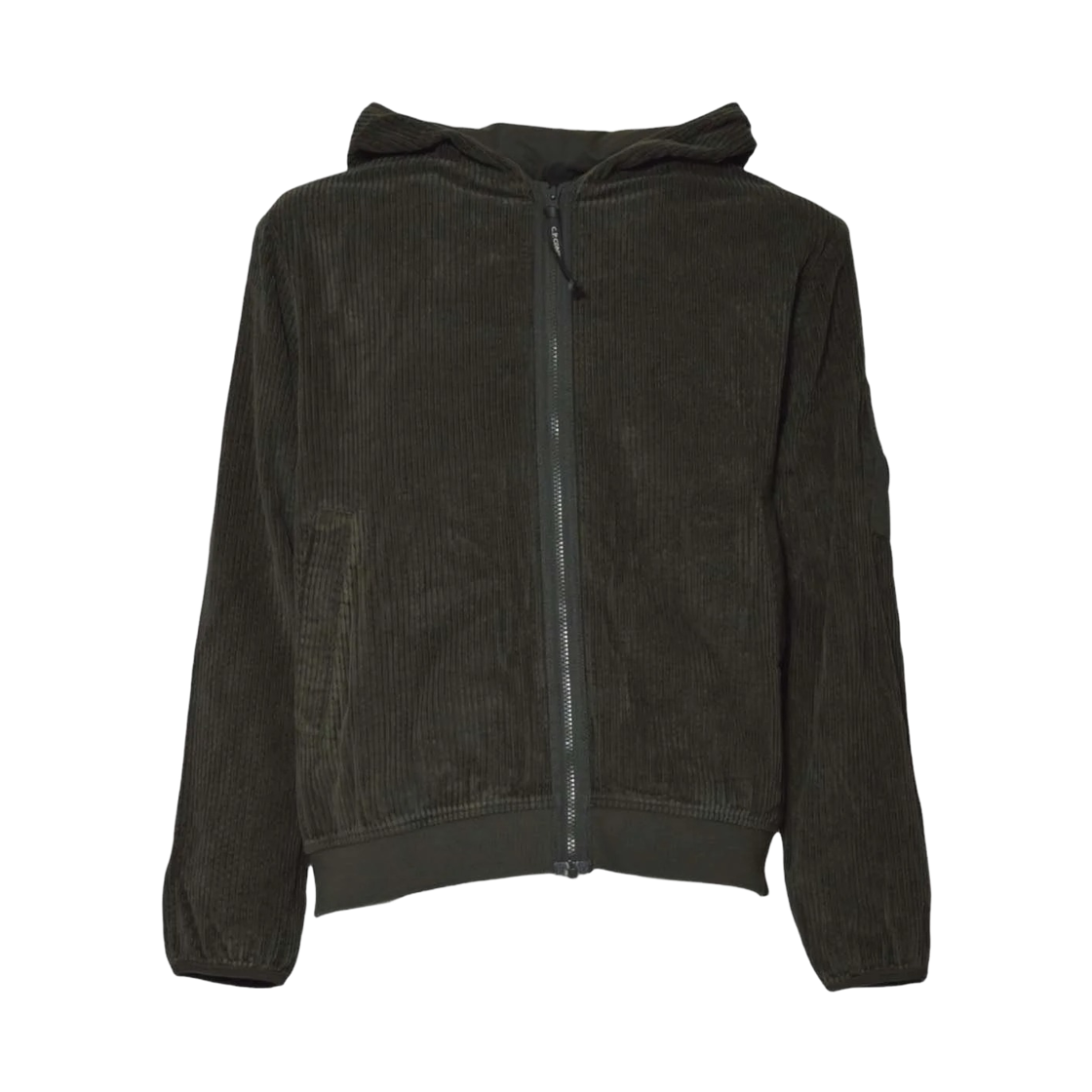 19CMSS217A110472G978 C.P. Company Corduroy 350 Full Zip Hooded Sweatshirt Dark Shadow Grey - 25FW