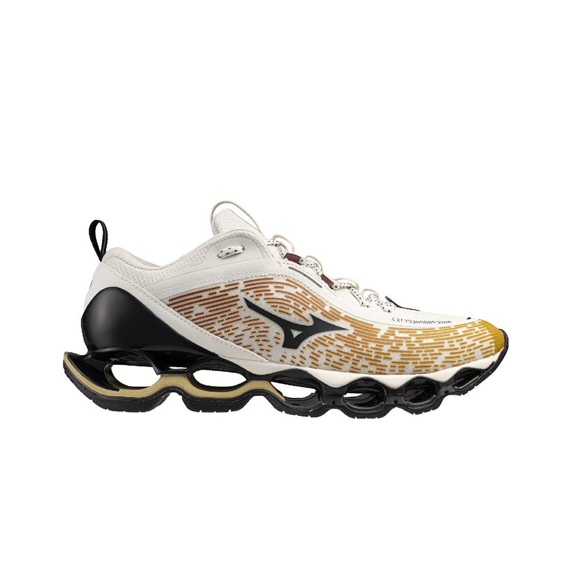 미즈노 웨이브 프로페시 13.2 하베스트 골드 블랙 스노우 화이트(Mizuno Wave Prophecy 13.2 Harvest Gold Black Snow White)