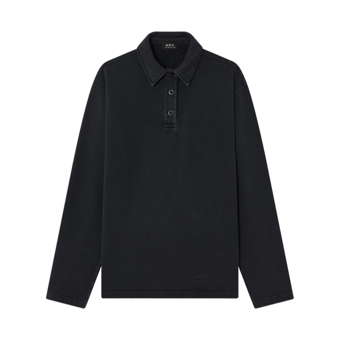 COHMC-M37002-LZZ A.P.C. Long Sleeve Polo Shirt Noir