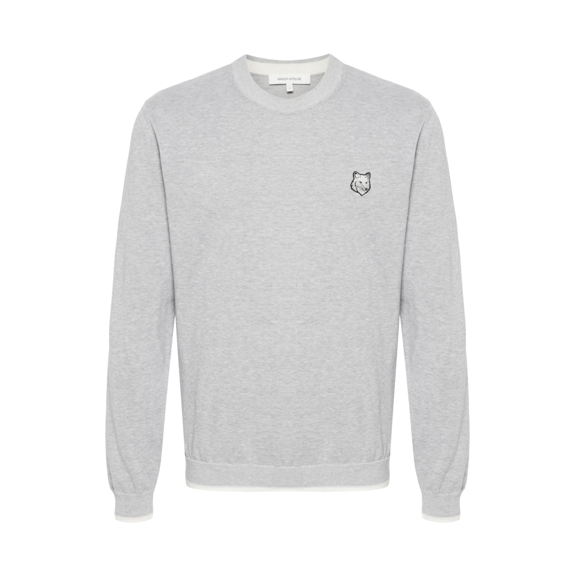 MM00801KT1103-H150 Maison Kitsune Fox Motif Knit Sweater Grey Melange