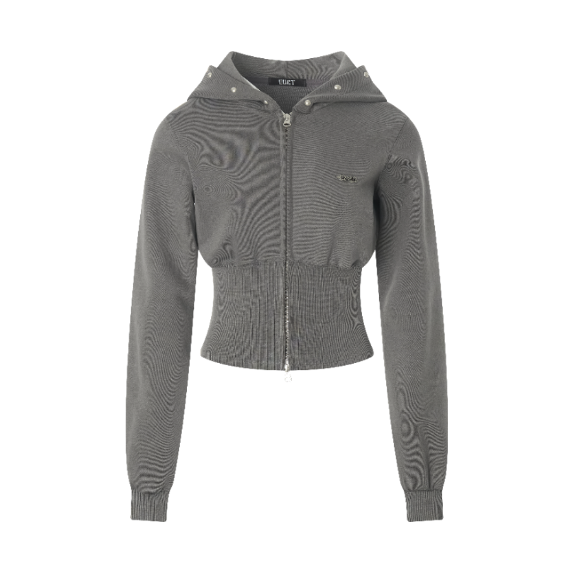 이유씨티 스터드 심볼 크롭 후드집업 - 그레이(EUCT Stud Symbol Crop Hood Zip Up - Grey)