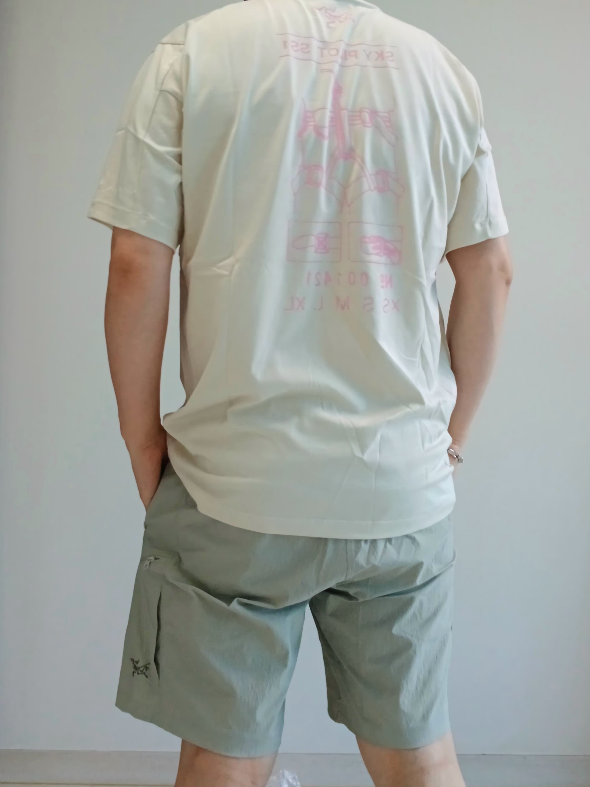 Arc'teryx Gamma Quick Dry Shorts 9 Inch Habitat, Salomon RX Slide 3.0 Urban Chic Lunar Rock 착용 스타일 - 3
