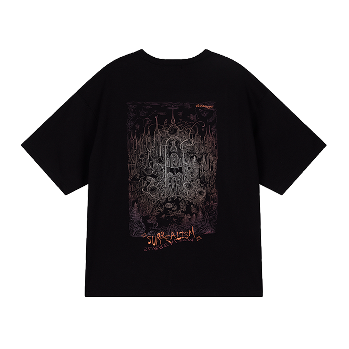 지오송지오 컬렉션 서리얼리즘 아트워크 티셔츠 블랙 BI5TS521BK(ZIOSONGZIO COLLECTION Surrealism Artwork T Shirt Black) - 1