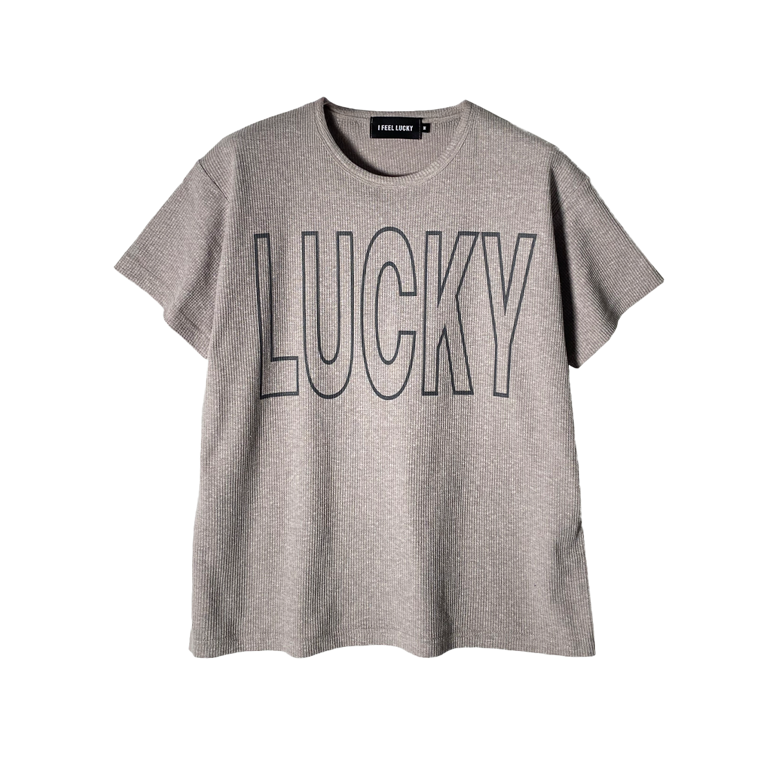 아이필럭키 럭키 와플 티셔츠 베이지 그레이(I FEEL LUCKY Lucky Waffle T-Shirt Beige Gray) - 1