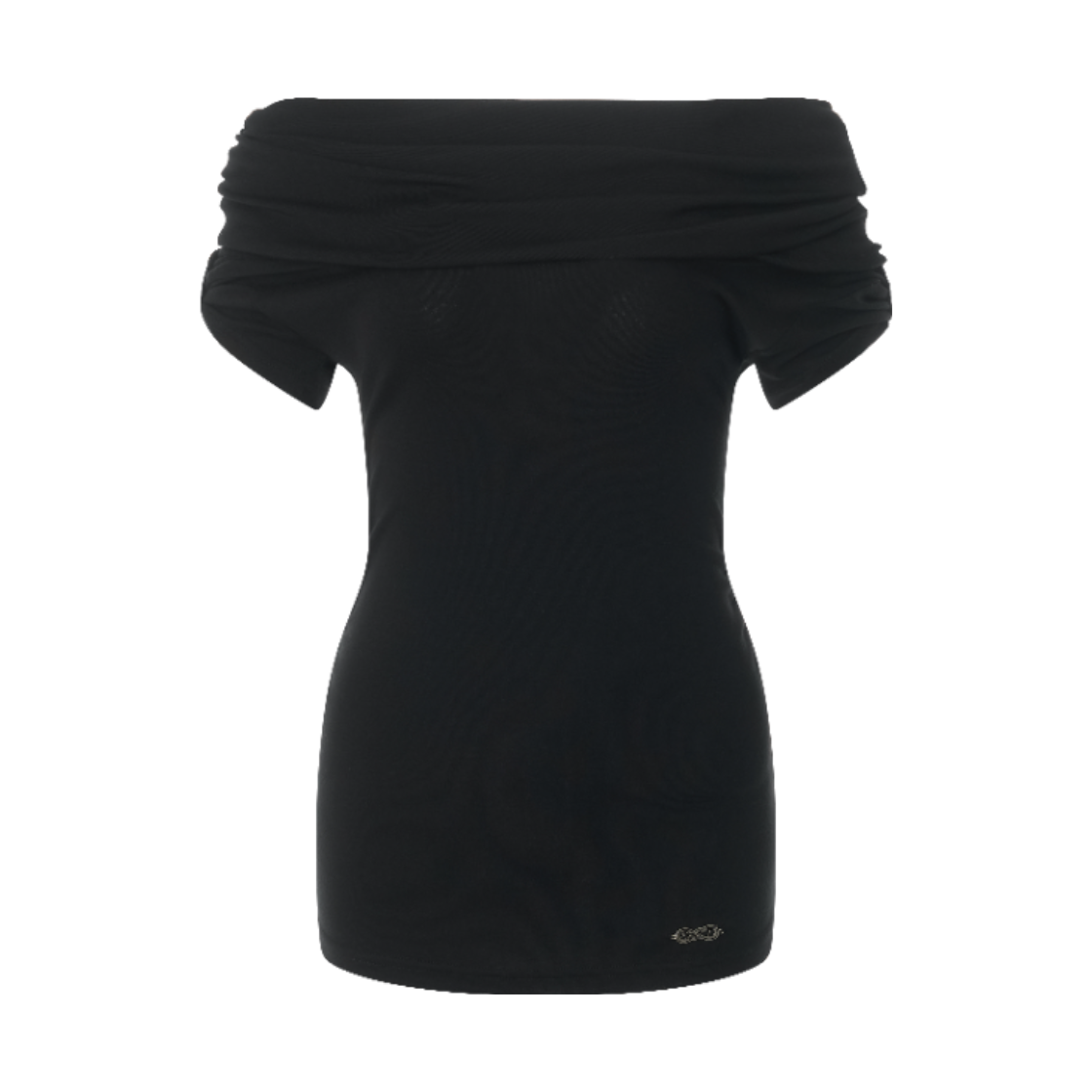 이유씨티 드레이프 카울넥 오프숄더 후디 탑 - 블랙(EUCT Draped Cowl Neck Off Shoulder Hoodie Top - Black) - 1
