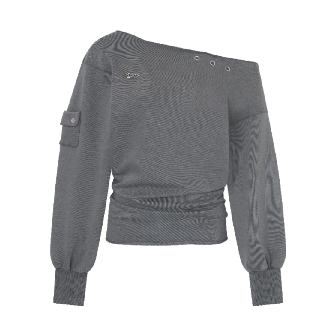이유씨티 포켓 오프숄더 스웻 롱 슬리브 -그레이(EUCT Pocket Off Shoulder Sweat Long Sleeve - Grey)