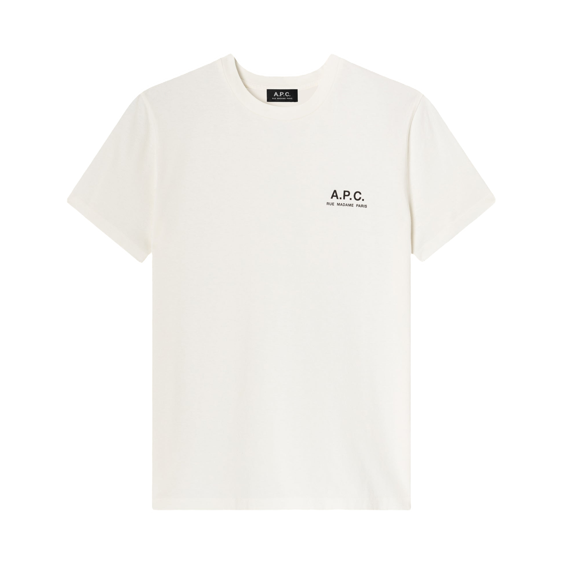 COHBS-M26478-AAC A.P.C. Off White T-Shirt with A.P.C. Rue Madame Logo Blanc Casse