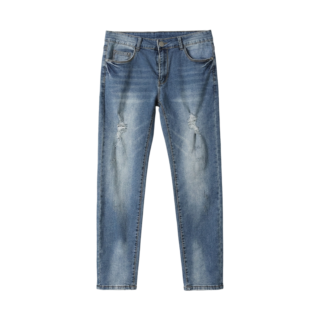 GC4199 GCLIP Vintage Damage-Washed Slim Straight Jeans