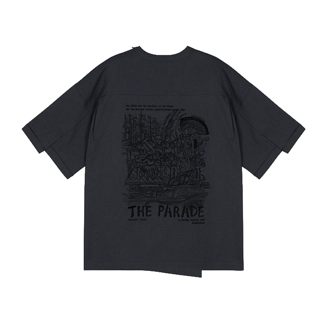 BI5TS502CH ZIOSONGZIO COLLECTION Parade Artwork Woven T Shirt Charcoal