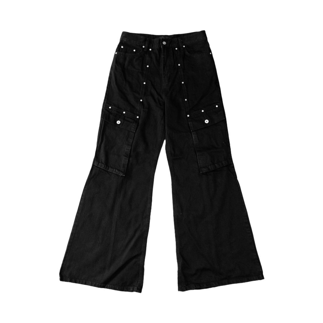 아이필럭키 와이드 레그 스터드 카고 팬츠 블랙(I FEEL LUCKY Wide Leg Stud Cargo Pants Black) - 1
