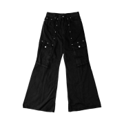 I FEEL LUCKY Wide Leg Stud Cargo Pants Black