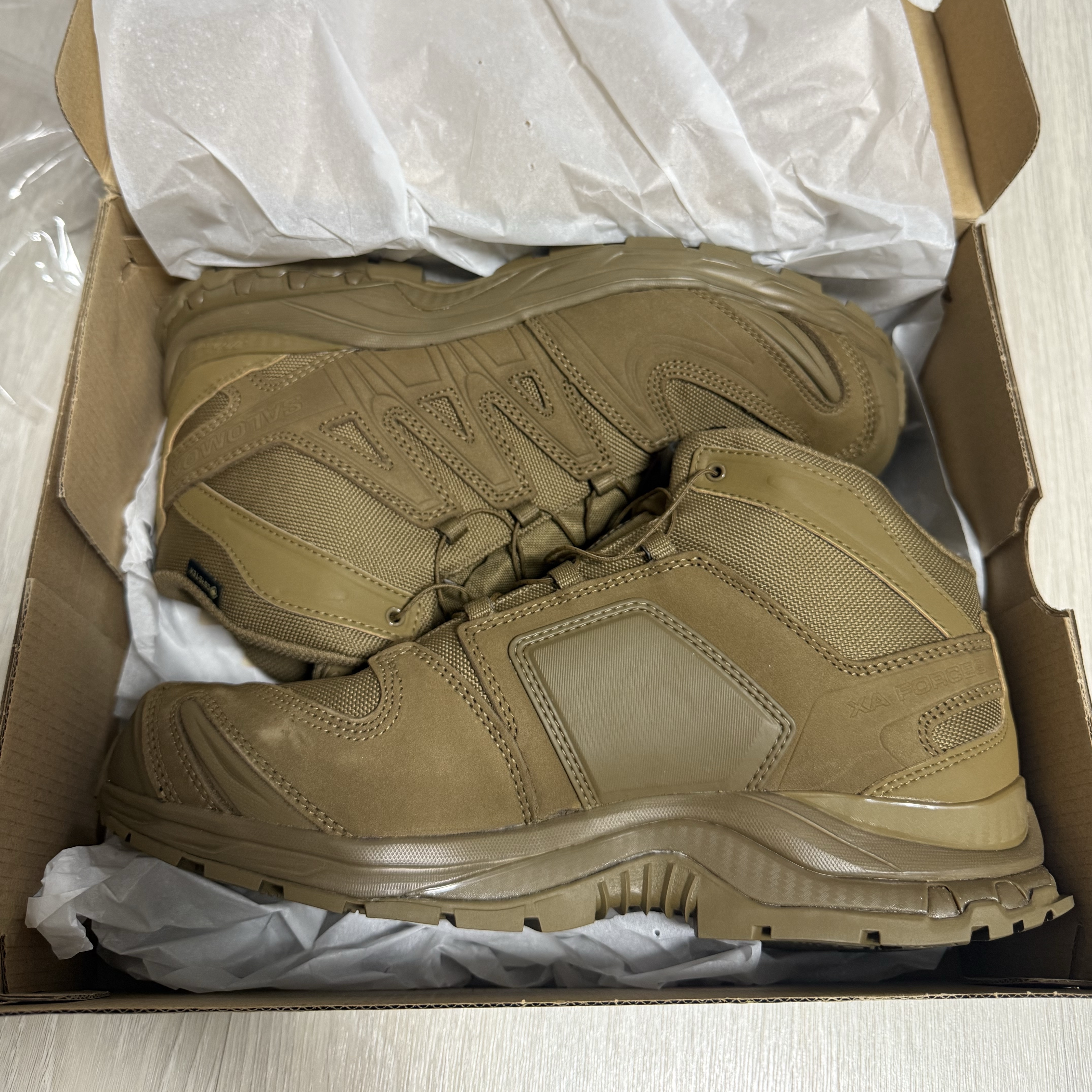 Salomon XA Forces Mid Gore-Tex Coyote Brown 착용 스타일 - 2