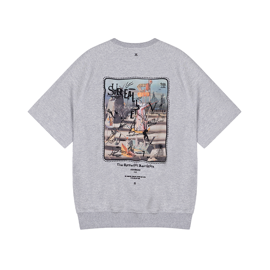 지오송지오  이브탕기 프레임 티셔츠 멜란지그레이 ZI5TS502MG(ZIOSONGZIO Yves Tanguy Frame T Shirt Melange Grey)
