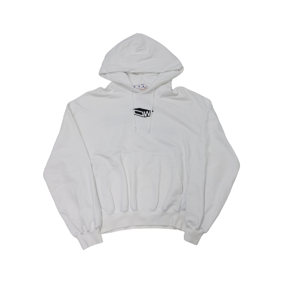 ITCN9D4JEPRG Off White Bold OW Logo Embroidered Hoodie White