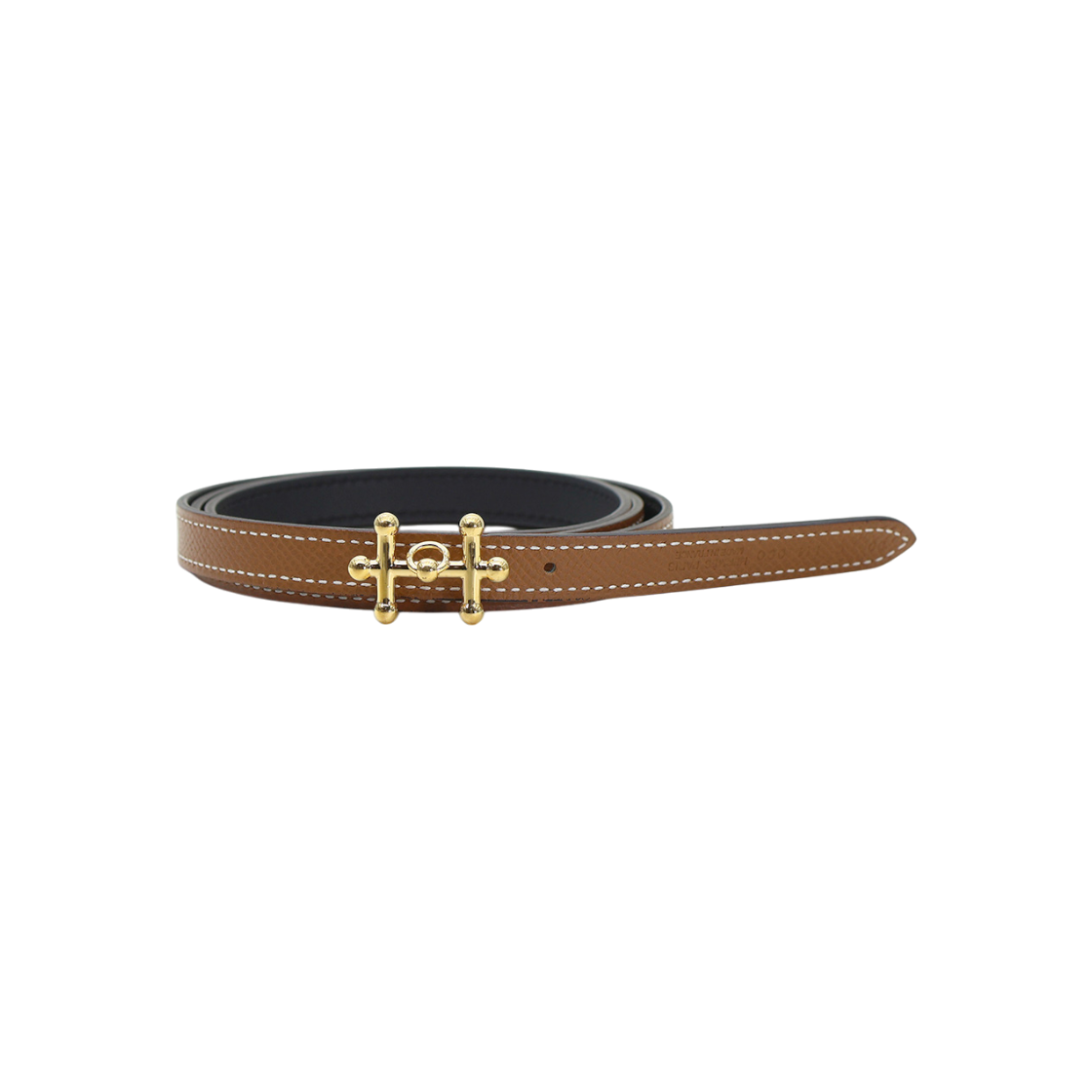 ITLAIFU954MA Hermes Galopin Gold Buckle Reversible Black & Brown Togo Calfskin Belt 90