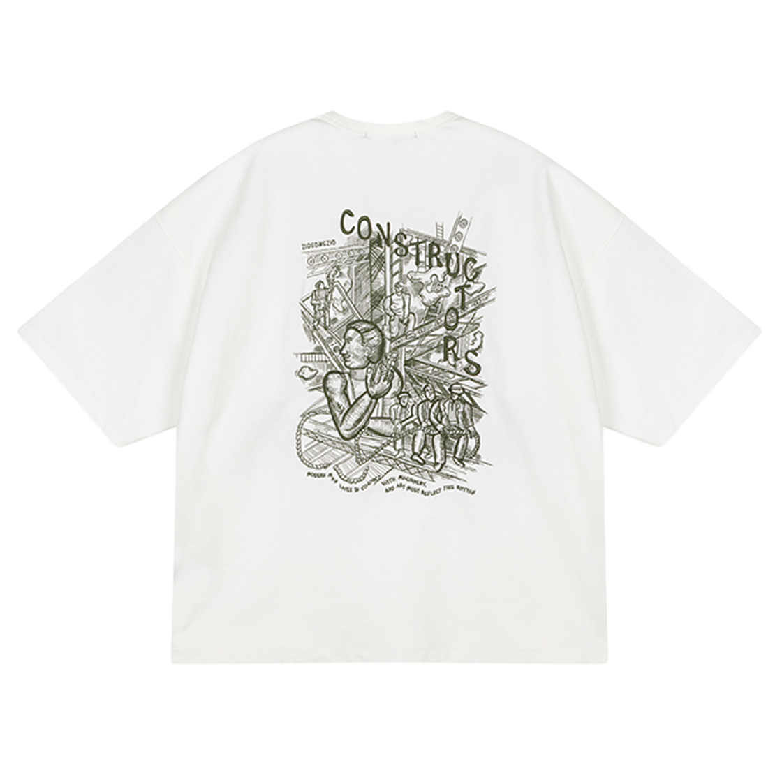 지오송지오  컨스트럭터 엠브로이드 티셔츠 화이트 ZI5TS505WH(ZIOSONGZIO Constructor Embroidered T Shirt White)