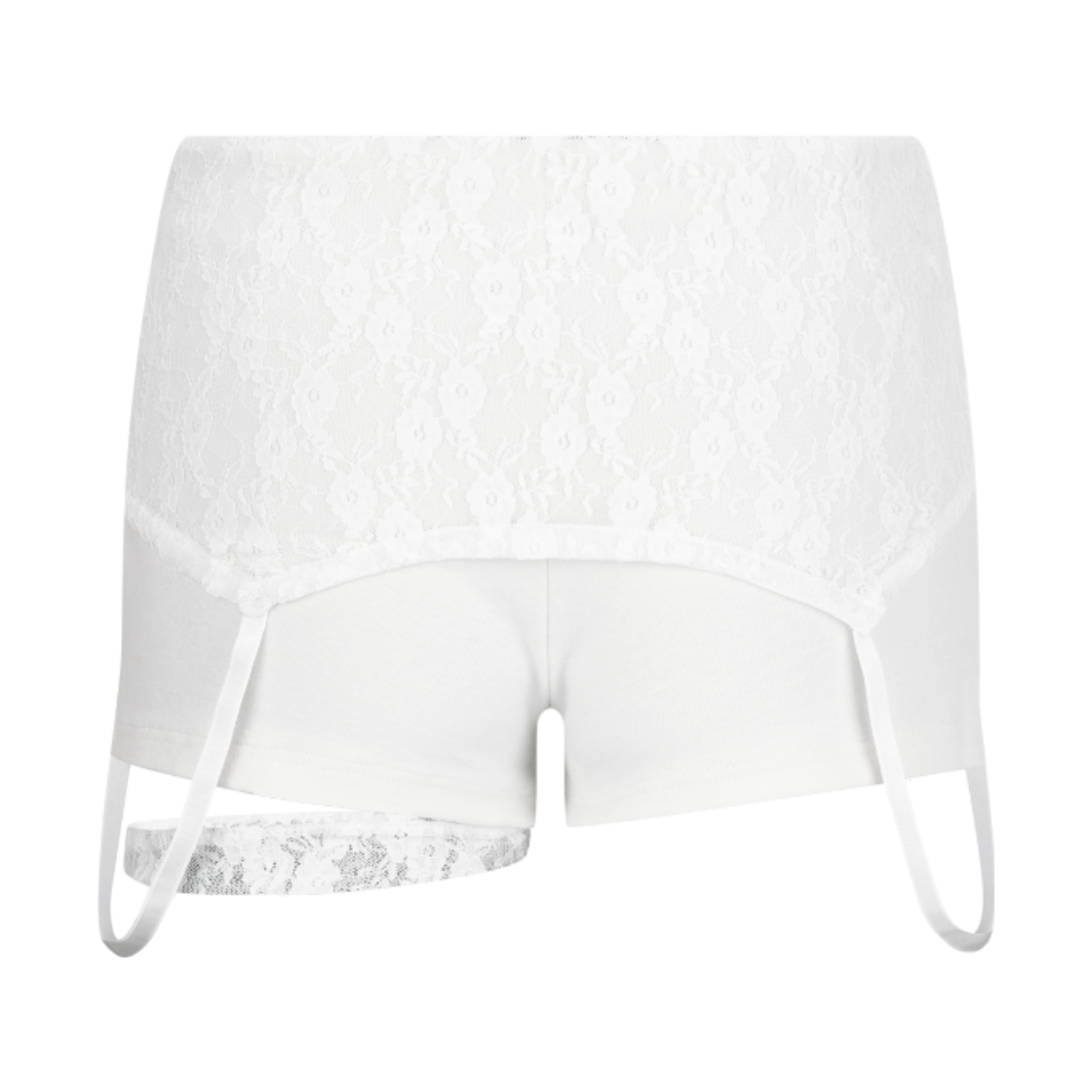 이유씨티 폴딩 레이스 스트랩 마이크로 쇼츠 - 아이보리(EUCT Folding Lace Strap Micro Shorts - Ivory) - 2