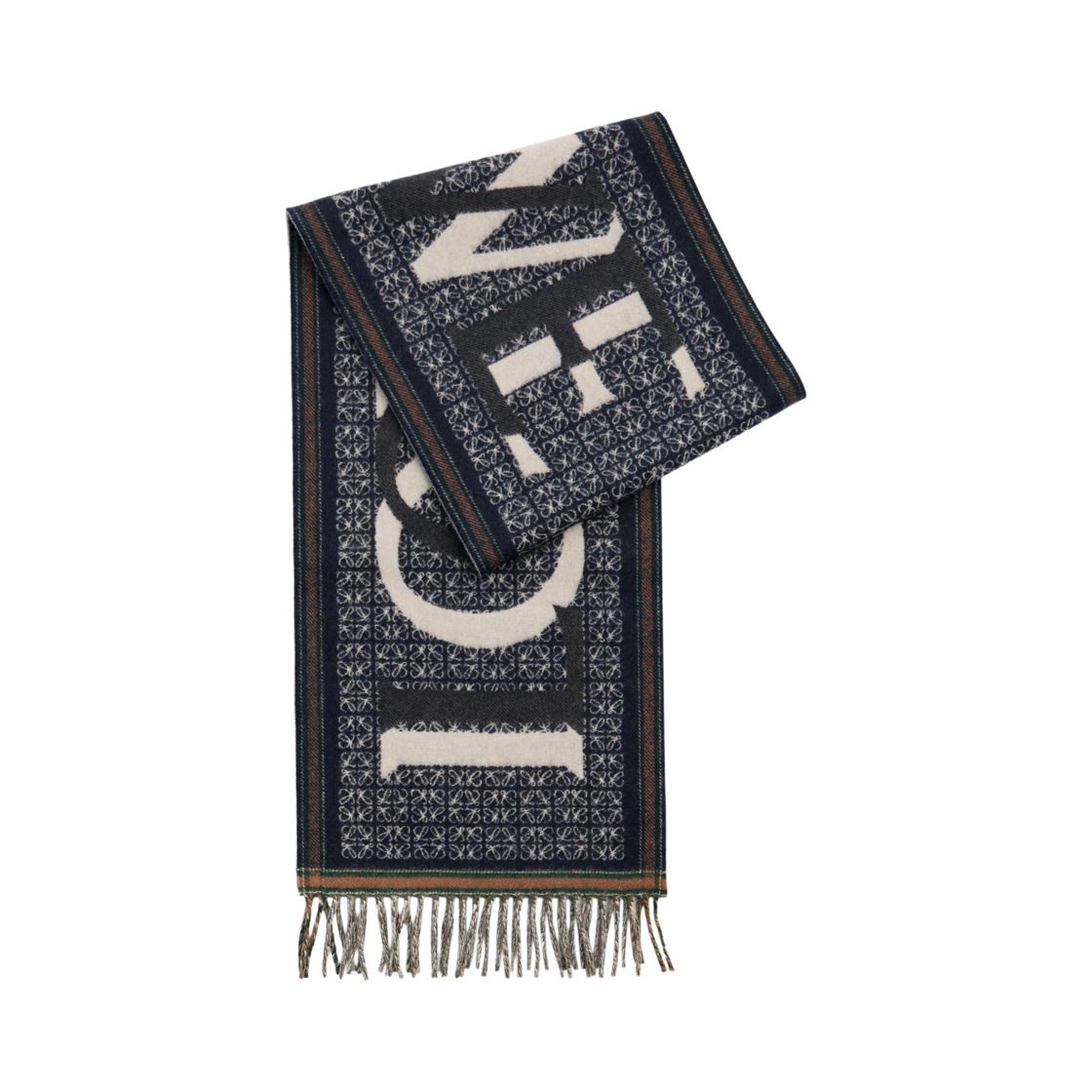 F606257X51-5110 (W) Loewe Love Muffler in Wool and Cashmere Navy Blue