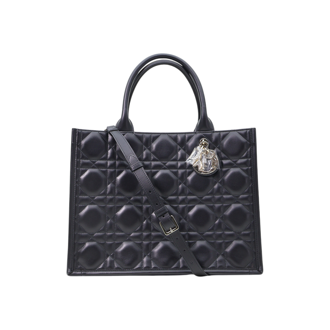 ITNJCG9BPEL2 Dior Black Macro Cannage Calfskin Medium Book Tote 2-Way