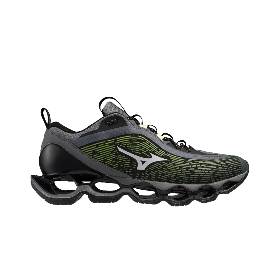 미즈노 웨이브 프로페시 13.2 그린 글로우 클라우드스케이프 콰이어트 셰이드(Mizuno Wave Prophecy 13.2 Green Glow Cloudscape Quiet Shade)
