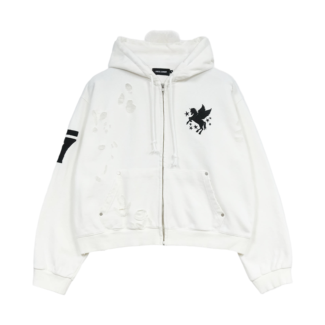 아이필럭키 모히칸 후드 집업 화이트(I FEEL LUCKY Mohawk Hood Zip Up White)