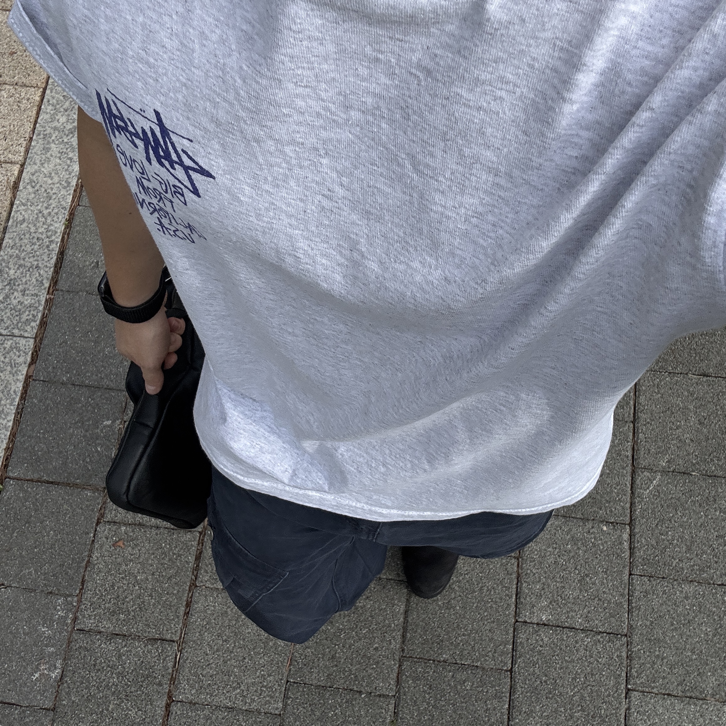 Stussy Big Love T-Shirt Ash Heather 착용 스타일 - 1