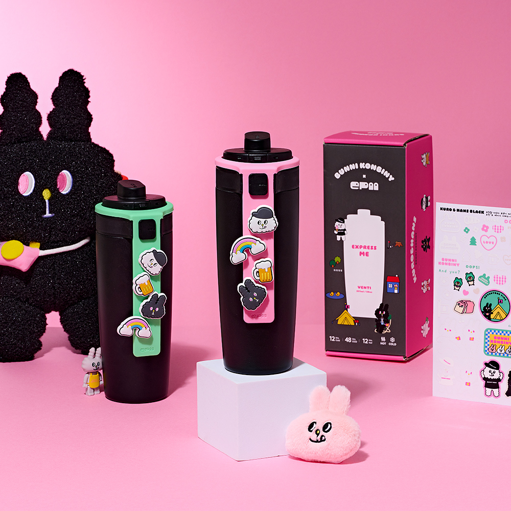 스케이터 에피 텀블러 2.0 벤티 버니콘비니 콜라보 쿠로&한스 세트 블랙 591ml(Skater EPII TUMBLER 2.0 Venti Bunni Konbiny Collaboraion Kuro&Hans SET Black 591ml) - 3